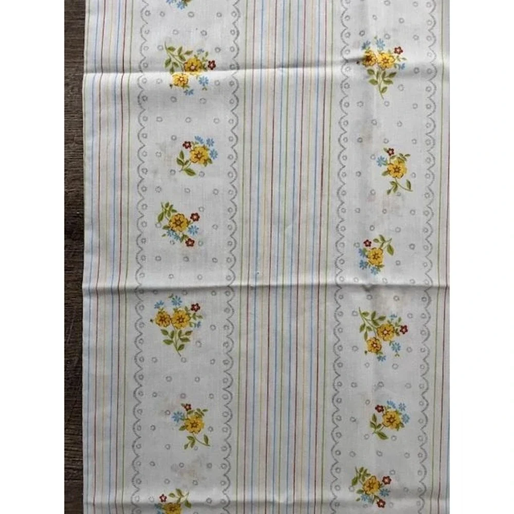 Vintage Thomaston New Era‎ Queen Flat sheet with 2 pillowcases striped floral
